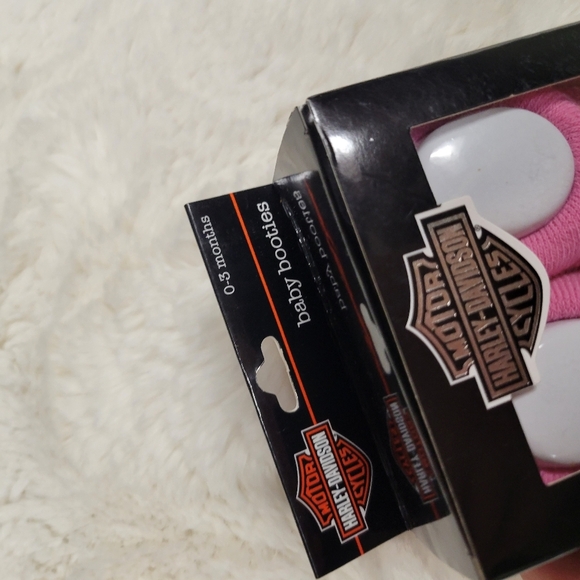 Harley Davidson Hot Pink Boxed Bootie Slippers Baby Infant 0-3 Months Girl Gift - Picture 3 of 6